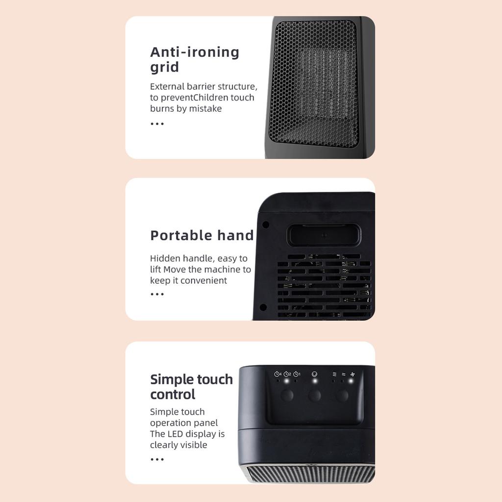 PTC Heating Small Heater Fan 3gear Adjustable Remote Control Timing Shaking Head Winter Household