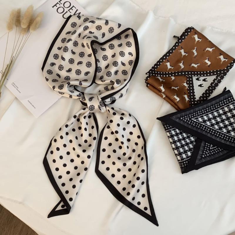 Silk Scarf, Long Strip, Versatile Shirt, Neck Protection, Scarf, Silk Scarf, Multi-purpose Headscarf, Headband, Hair Tie, Decorative Waist Belt.