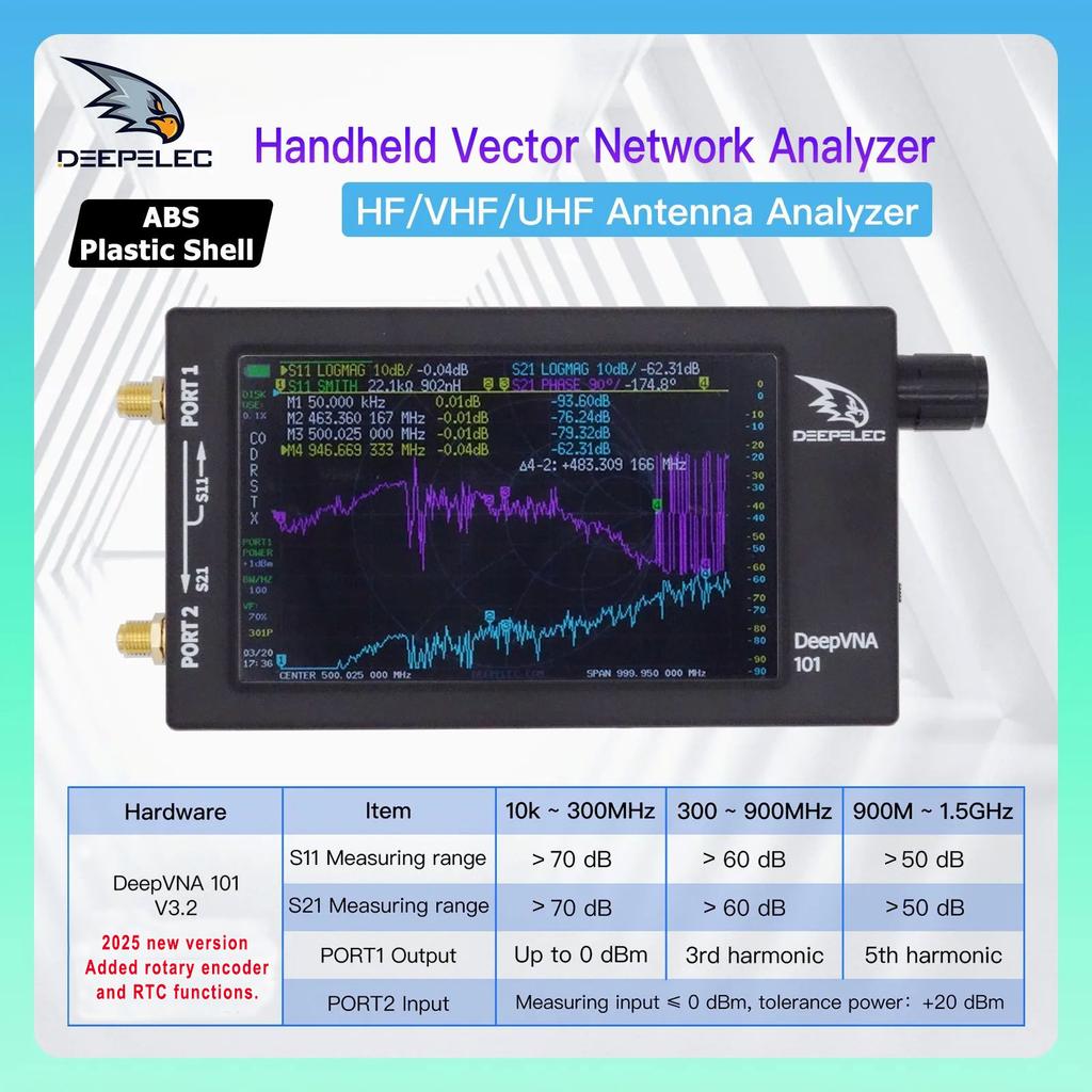 New NanoVNA-F DeepVNA 101 Vector Network Analyzer 4.3 Inch IPS LCD Screen 10k - 1.5GHz Antenna Analyzer Nano Vna Network Tester