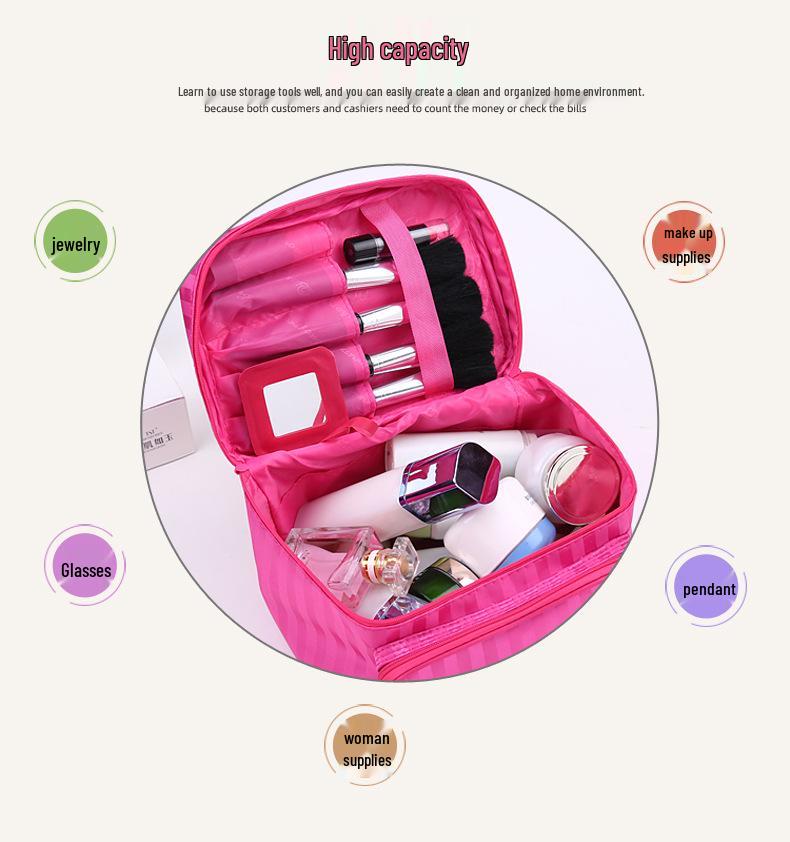 Foldable Jacquard Fabric Large Women's Makeup & Jewelry Travel Toiletry Bag