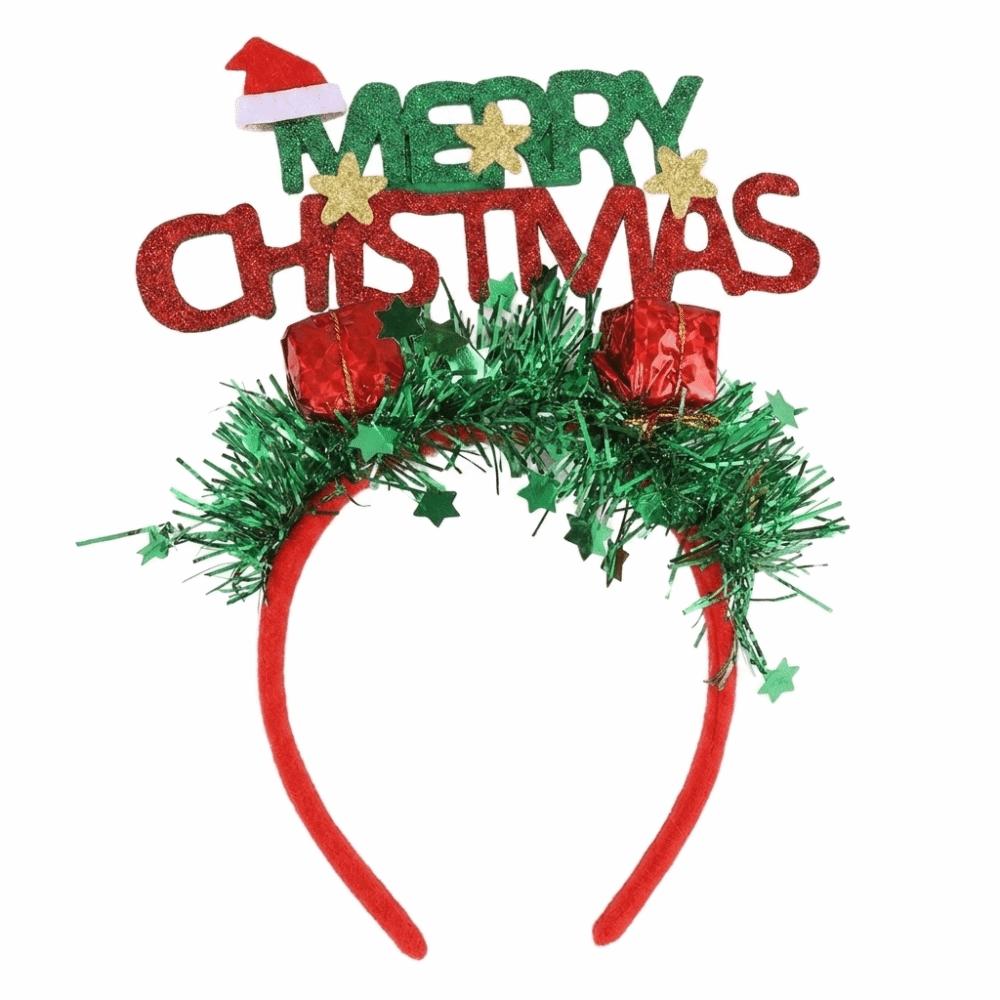 Rain Threads Xmas Tree Hairband Plush Ball Sequin Hair Hoop Fashion Christmas Headband Women