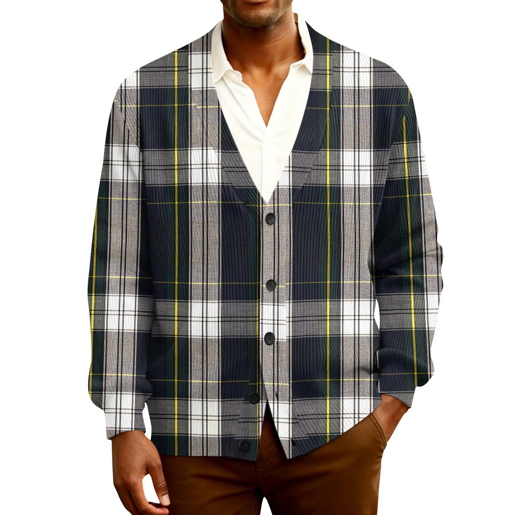 Men's Ribbed Knit Long-Sleeve Cardigan