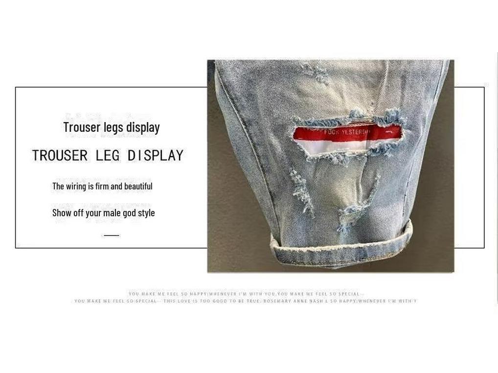 Men's Korean Style Slim Fit Ripped Denim Shorts – Trendy Blue Summer Fashion