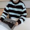 Soft waxy gentle stripes lazy wind autumn and winter new sweater men's loose retro imitation mink velvet sweet and spicy knitted sweater thick