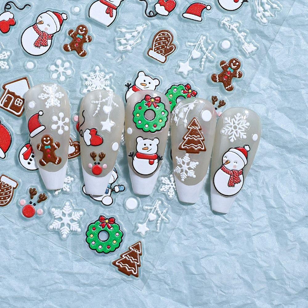 Niedliche Weihnachts-Nagelkunst-Sticker Mini Nagellack-Sticker 3D Maniküre-Abziehbilder Frauen