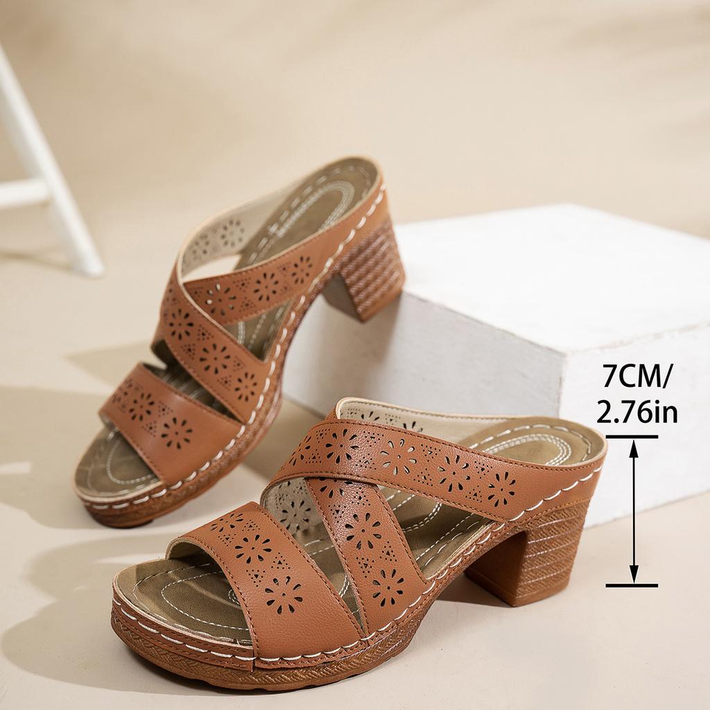 Sandals 2025 Spring and Summer New Style Coarse High Heels One Word Fish Mouth Cold Slippers Roman Slippers