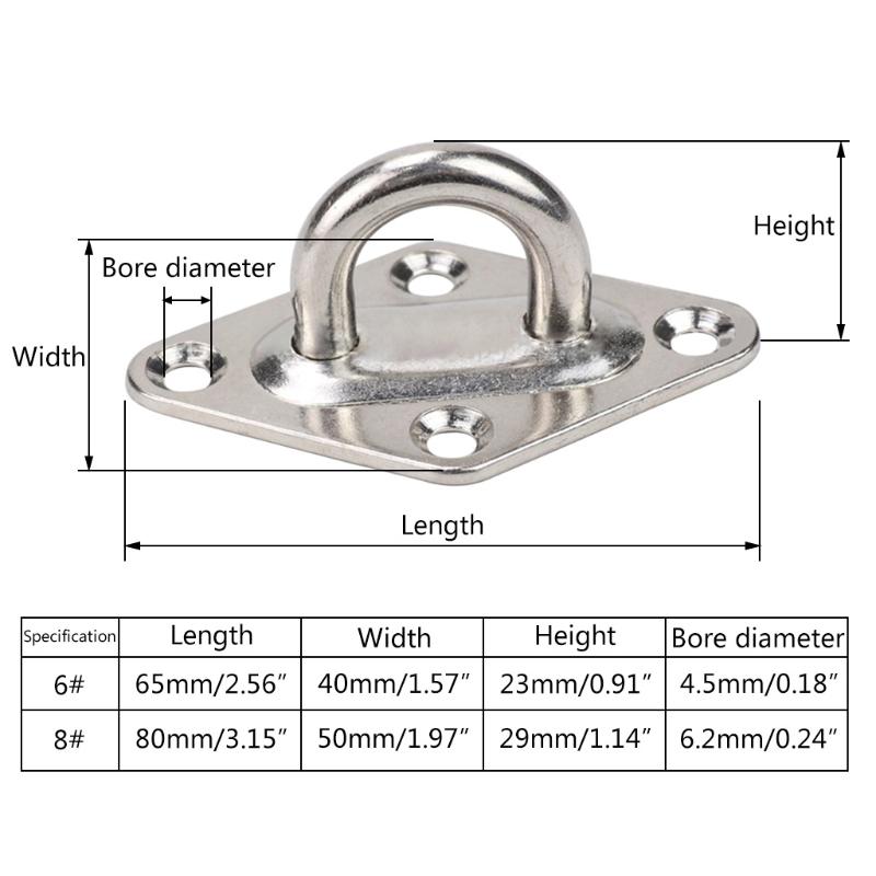 4Pcs 304 Stainless Steel Ceiling Wall Mount Hook Heavy Duty Anchor Eye Plate For Boat Yoga Swings Hammocks