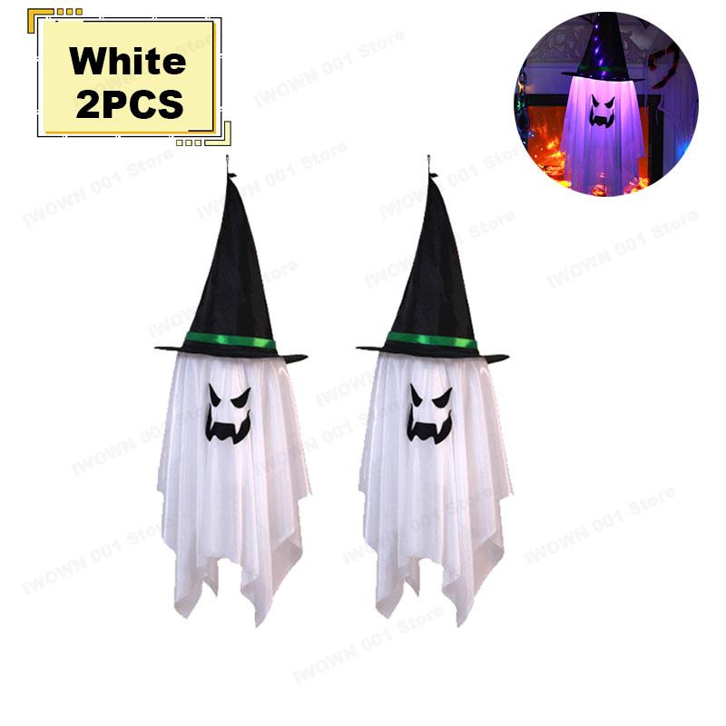 Halloween Decorations Flying Witch Hats Ghost Hanging LED Lights Bar Halloween Party Supplies Dress Up Glowing Wizard Ghost Lamp