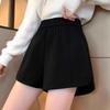 Women's High Waist Woolen A-Line Shorts - Autumn/Winter, Petite Loose Fit, Wide-Leg, Casual Black Booty Shorts