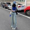 Light Blue High Waist Narrow Version Wide Leg Jeans Women's Straight New Loose and Thin Design Mopping Pants