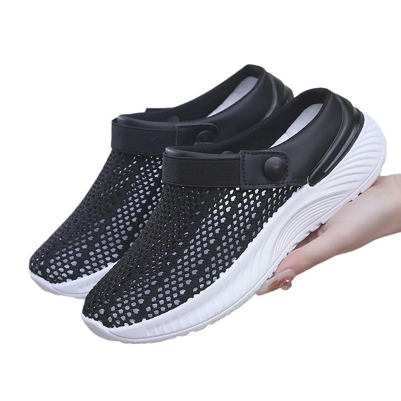 Summer women's breathable hollow mesh shoes one pedal lazy half drag hole shoes fashion casual beach women's sandals