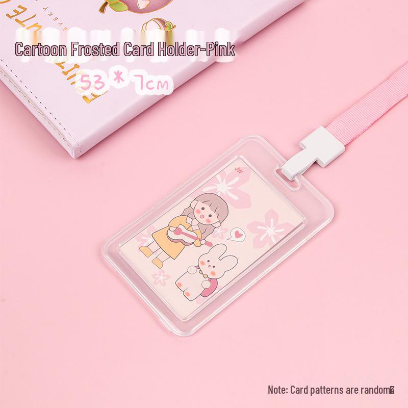 Creative Cartoon ID Card Holder with Lanyard - Cute, Transparent, and Waterproof for Students and Employees