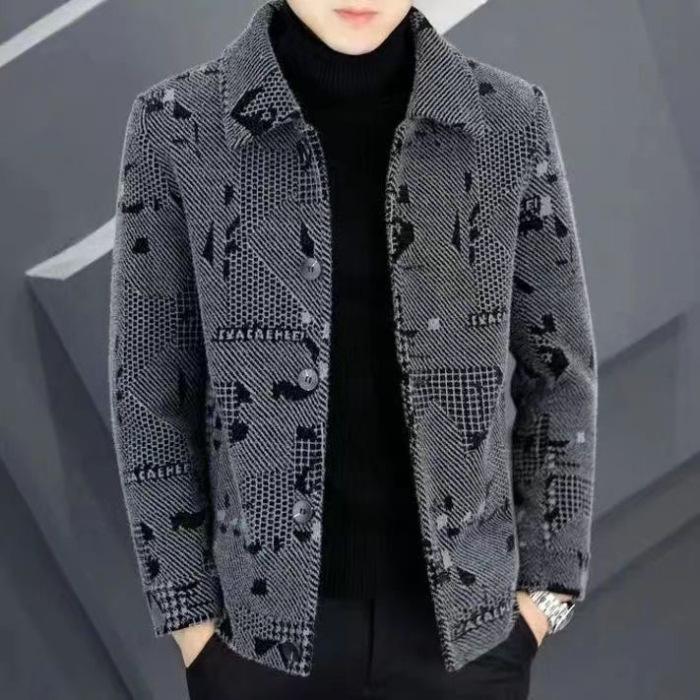 Men's High-End Thick Woolen Coat - Versatile Casual Jacket for Autumn and Winter