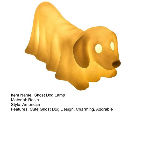 Halloween Ghost Dog Lamp Glowing Dachshund French Bulldog Nightlight LED Resin Draped Ghost Dog Figurine for Home Bedroom Desk Decor