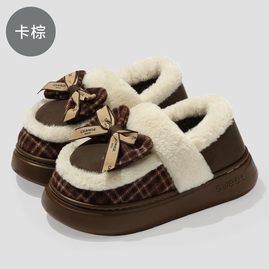 Schleife Baumwollpantoffeln Winter Cartoon Tasche und Baumwollmopp warme Plüsch rutschfeste weiche Sohle Baumwollpantoffeln