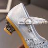 Girls' Leather Shoes High Heel Princess Shoes Sequin Beads Decorative Kids Shoes