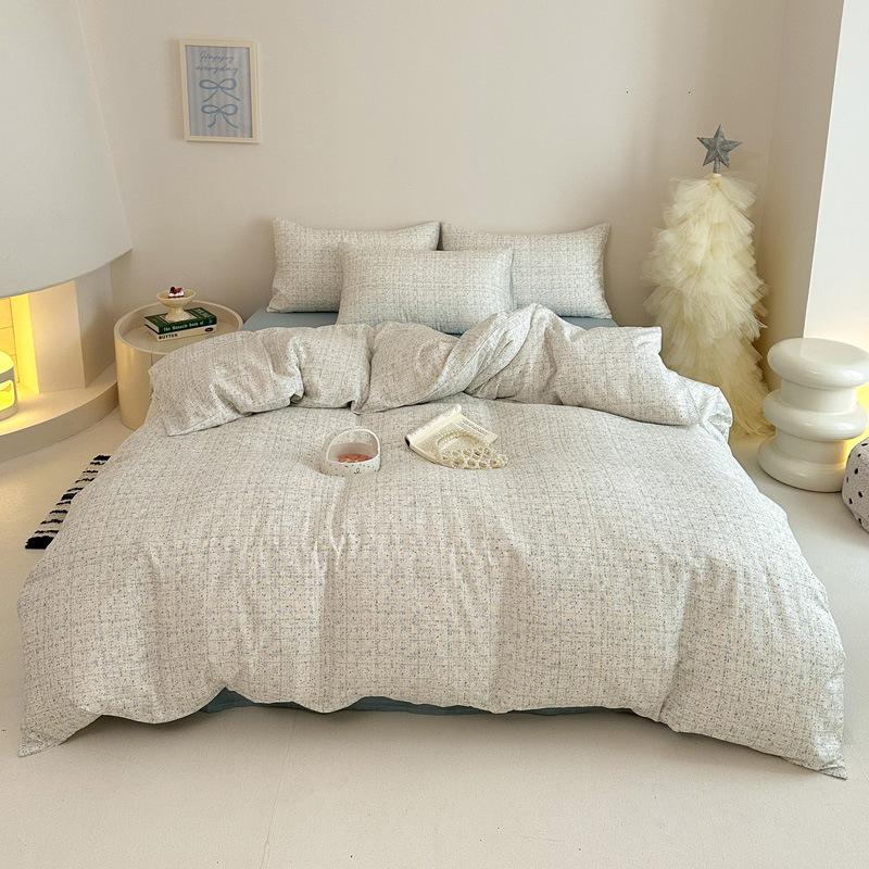 Pastoral Style Class A Maternal Infant Grade Cotton Double-Layer Yarn 4-Pcs Set Dormitory Cotton 3-Pcs Set Bed Sheet Quilt Cover Bedding