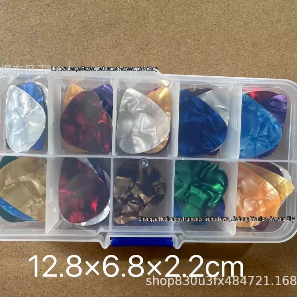 Celluloid Guitar & Ukulele Picks Set - ABS Box, Mixed Colors