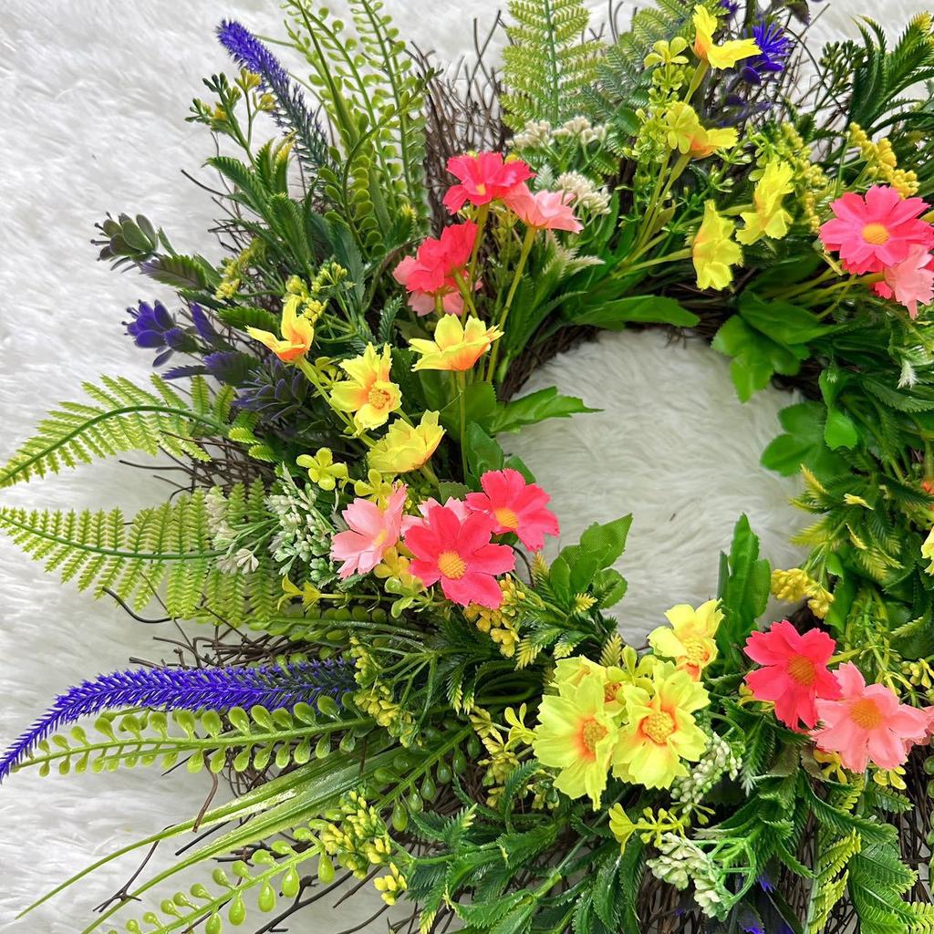 New Spring and Summer Texas Wildflower Wreath Simulation Flower Wreath Home Door Hanging Wall Decoration