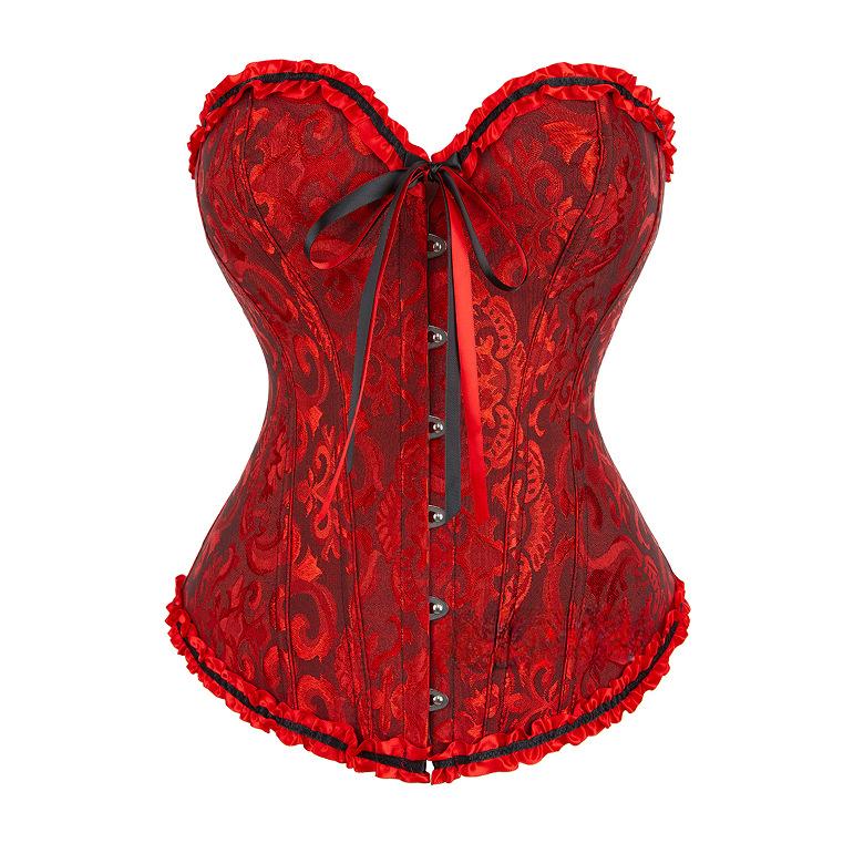 

Жіночий корсет, весільна сукня, сексуальний пояс, жилет на животі, ущільнення на талії, корсет, бюстьє 5XL червоний/чорний