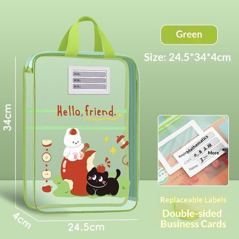 Colorful Cute Large Capacity File Bag, Transparent Document Handbag For Student Exams, A4 Zipper Paper Storage Bag
