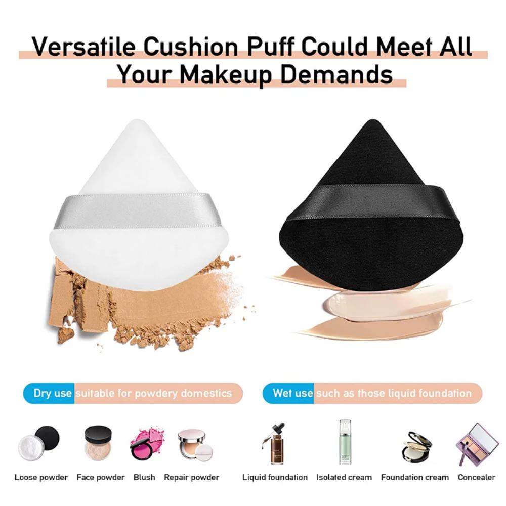 2/6ks Triangle Powder Puff Houba na make-up na obličej Soft Velvet Cosmetic Puff Blender Beauty Foundation Sponge Make-up příslušenství