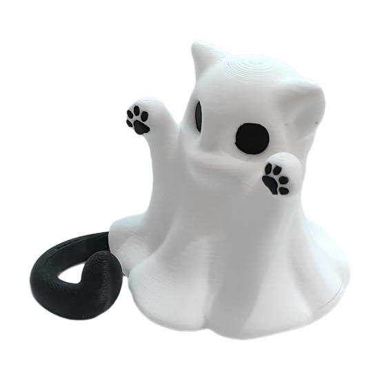 Yousheng Halloween Ghost Cat Statue Cute Mini Cat Figurine Cartoon Desk Ornament for Home Office Tabletop Shelf Decor
