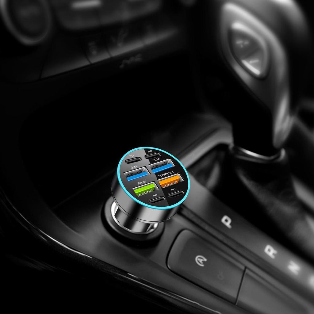 12V-24V PD+USB Fast Car Charger 66W Fast Charging Car Charger Adapter Digital Display Phone Fast Charger Charging Ports