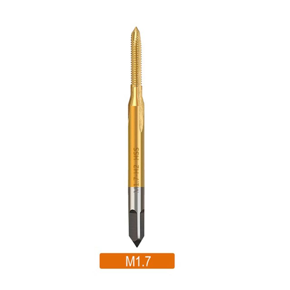 Screw Tap Drill Bit HSS Titanium Coating Screw Tap Drill Bit M1 M1.2 M1.4 M1.6 M1.7 Metric Straight Flute Thread Tap Hand Tools