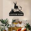 Customizable Deer Silhouette Metal Wall Art, Personalized Family Name Sign for Home Decor Indoor Outdoor