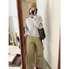 2025 Autumn Korean Lazy Style Grey Long Sleeve Half-Button Women's T-shirt