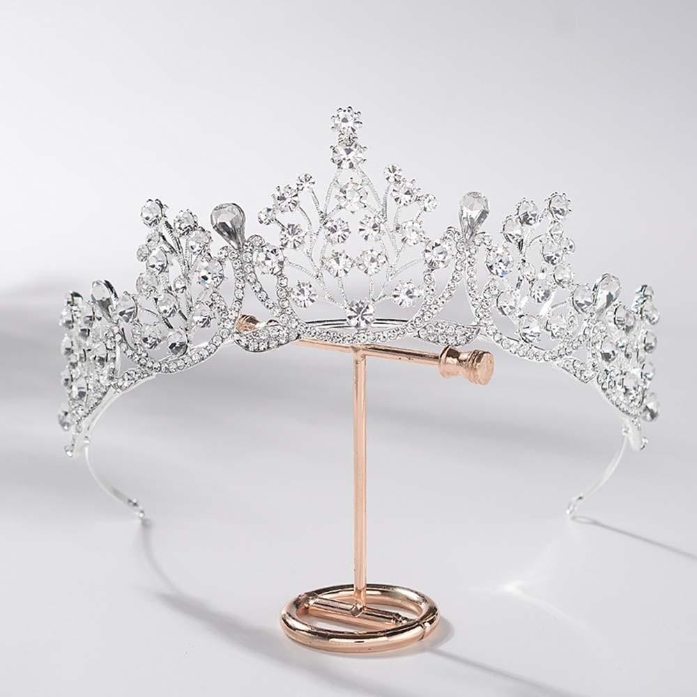 Shiny Silver Floral Crown Elegant Princess Rhinestone Tiara Crown Hair Accessory  Photography Props