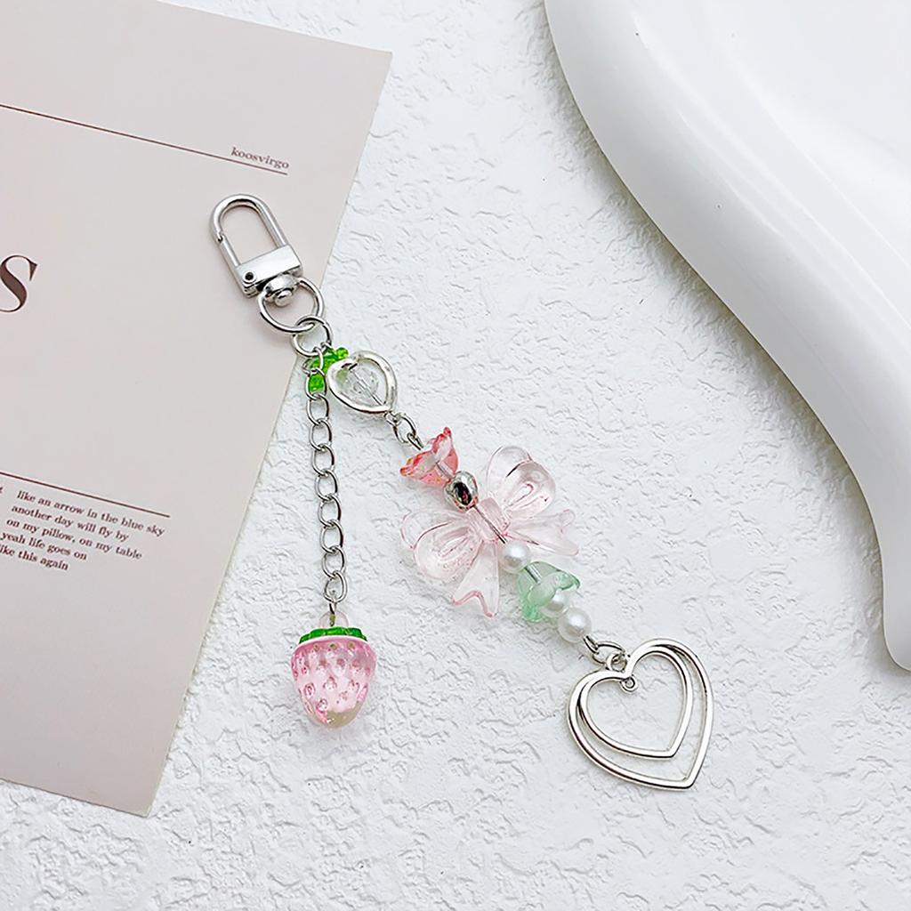 Stylish Beaded Keychain for Handbags Chic Acrylic Key Chain Keyrings Ornament Portable Bag Decorations for Travelers