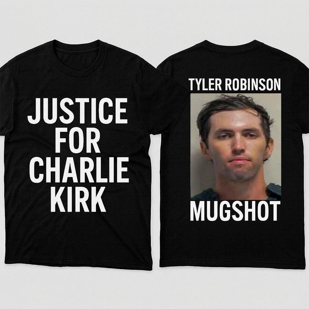Tyler Robinson Mugshot Shirt Justice For Charlie Kirk T Shirt Unisex T-Shirt L