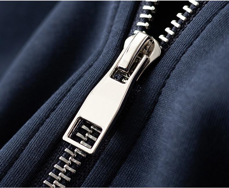 Men's High-End Casual Hooded Sweatshirt - Autumn/Winter Color Block Zipper Jacket with Embroidery