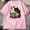 Lamian Noodles Japanese Funny Cotton Cartoon Printed Mens And Womens Personalized Loose Short Sleeve New Fashionable Tshirt
