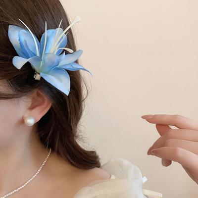 Hairpin Secure Grip Realistic Flower Design Hair Clip Non-Fading Lightweight Decorative Hair