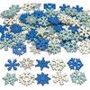 50pcs Christmas Snowflake Wooden Buttons Assorted Christmas Art Craft for Winter DIY Gift Making Winter Party Craft Sewing Decor