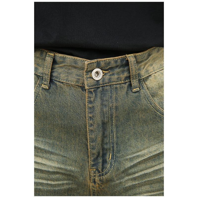 Dlouhé kalhoty Vintage zelené prané džíny Pánské spadlé volné rovné široké nohavice Rovné volné džíny pro muže Módní a pohodlné kalhoty