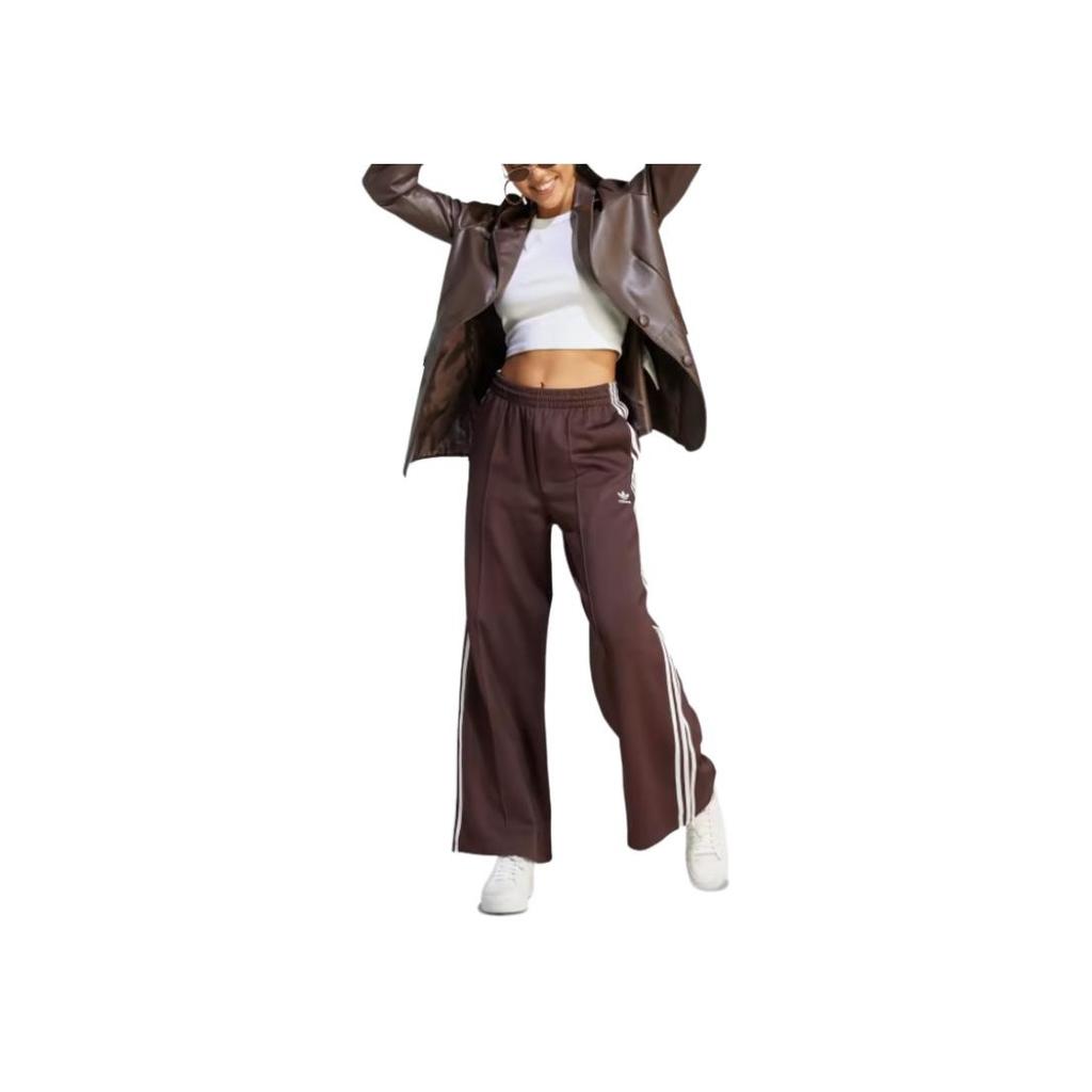 adidas Originals Striped Elastic Waist Wide Leg Loose Casual Pants Women Bottoms Brown II0730