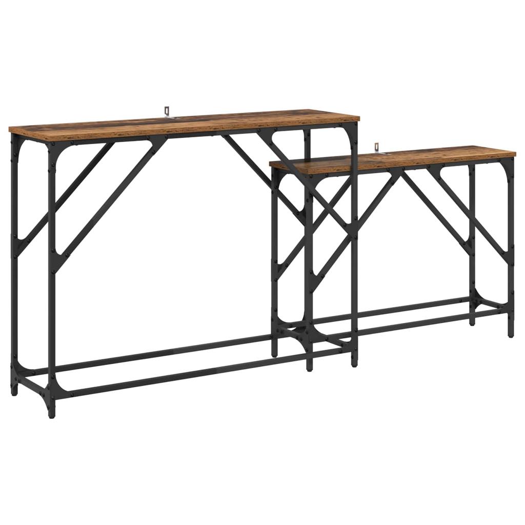 Console Table 2 pcs Reclaimed Wood Look 100 x 28 x 75 cm Engineered Wood