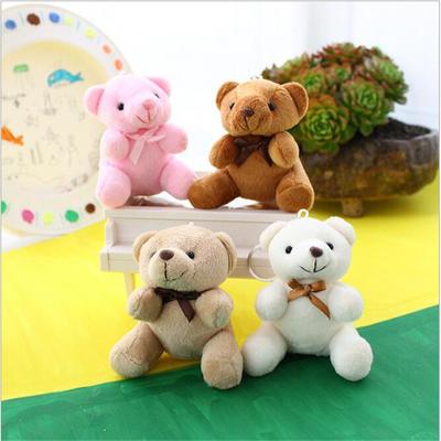 1pcs Mini Plush Bear Toys Small Pendant Cute Bowknot Solid Color Bears Doll Soft Stuffed Toy for Kids Girls Gift 10CM