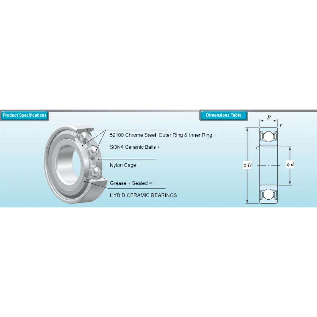 Cuscinetto Ibrido Ceramico 6806RS 30*42*7 mm ABEC-5 1PZ Movimenti Centrali & Ricambi per Bicicletta 6806 RS 2RS Cuscinetti a Sfera Si3N4 6806-2RS