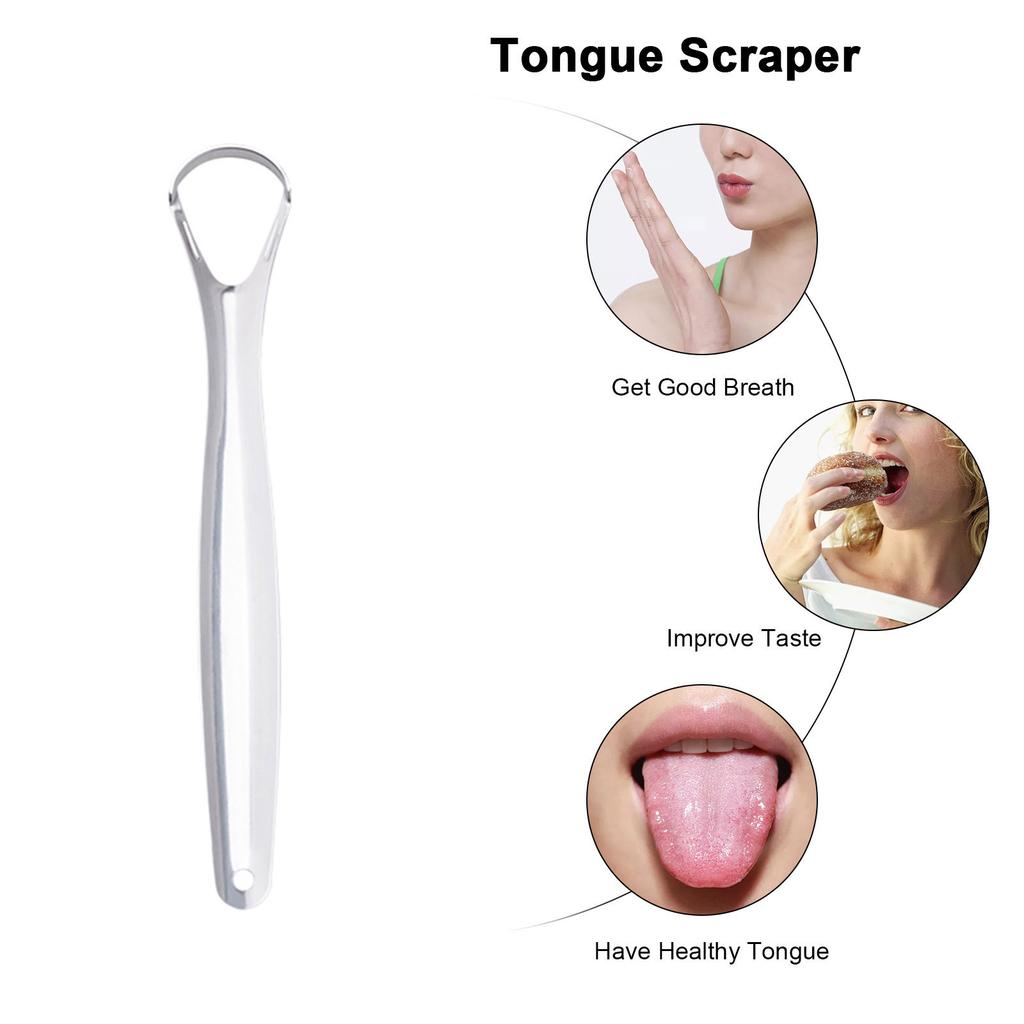 Tongue Scraper 2 Pack In Different Shapes Reduce Bad Breath Stainless Steel Tongue Cleaners Metal