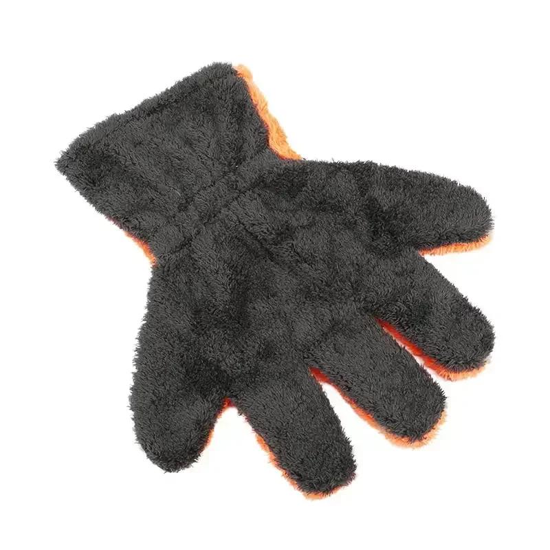 1/2PCS Coral Fleece Car Cleaning Gloves cratch-Free Wash Mitts Five-Finger Design for Car Glass Wheels Cleaning