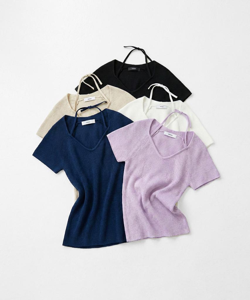 MONGDOL Ribbed Cap Sleeve Halter Strap Knit Mdkt125_5 Colors
