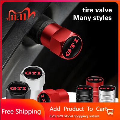 2026 Hot Sticker 4PCS Metal Tire Valve Caps Car Tyre Dust Covers Accessories For Volkswagen GTI Amarok T5 Teramont CC GTD T-ROC