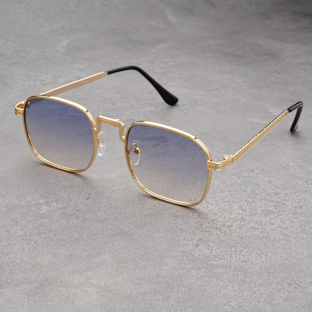 Vintage Square Sunglasses Men New Fashion Metal Rim Multi-color Decor Shades Women Trendy Luxury Brand Design Sun Glasses