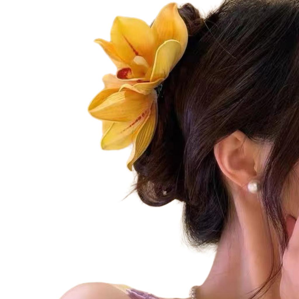 Elegant Orchids Hair Claw Clip for Women Teens with Secure Grip Perfect for Various Hairstyles and Theme Occasion