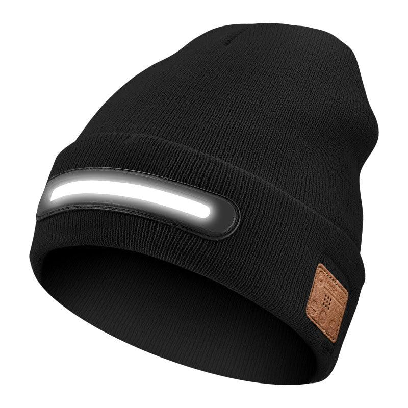 

Wireless Music Beanie Hat with Bluetooth Earphones LED Headlamp Cap Knitted Night Lighted Hat Unisex Winter Warm Hats Beanie Cap